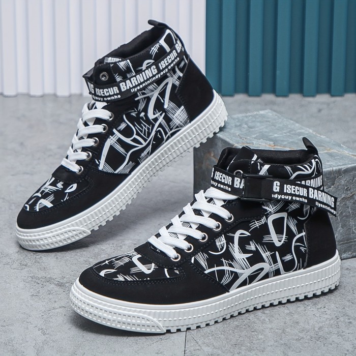 Men's Trendy High Top Skate Shoes, Wear-resistant Non-Slip Sneakers, Men's Footwear