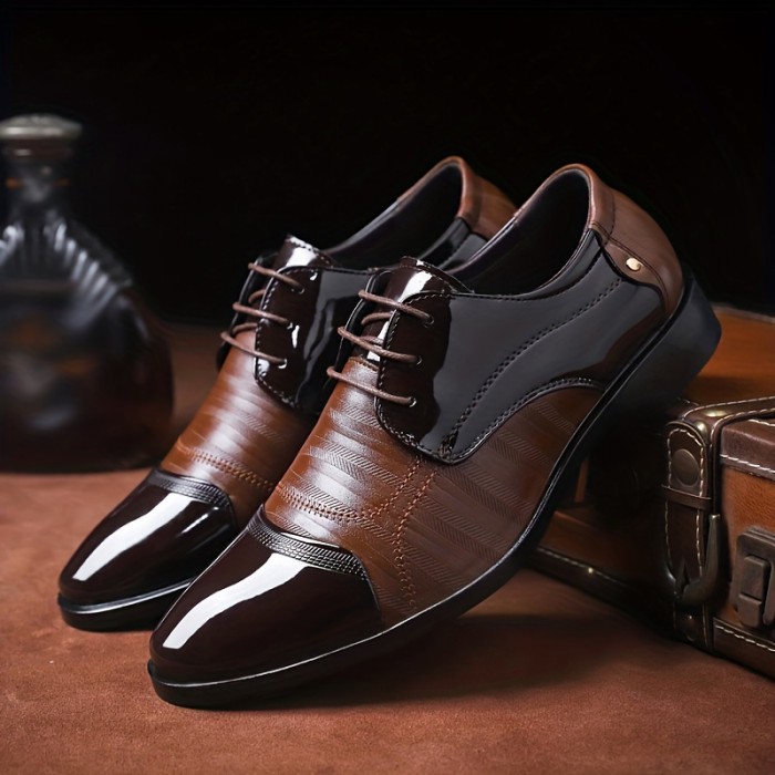 Men's British Style Derby Shoes, Wear-resistant Non-Slip Dress Shoes For Wedding Business