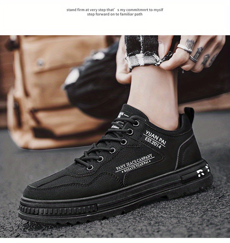mens lace up sneakers skate shoes with good grip breathable low top work shoes construction site details 2