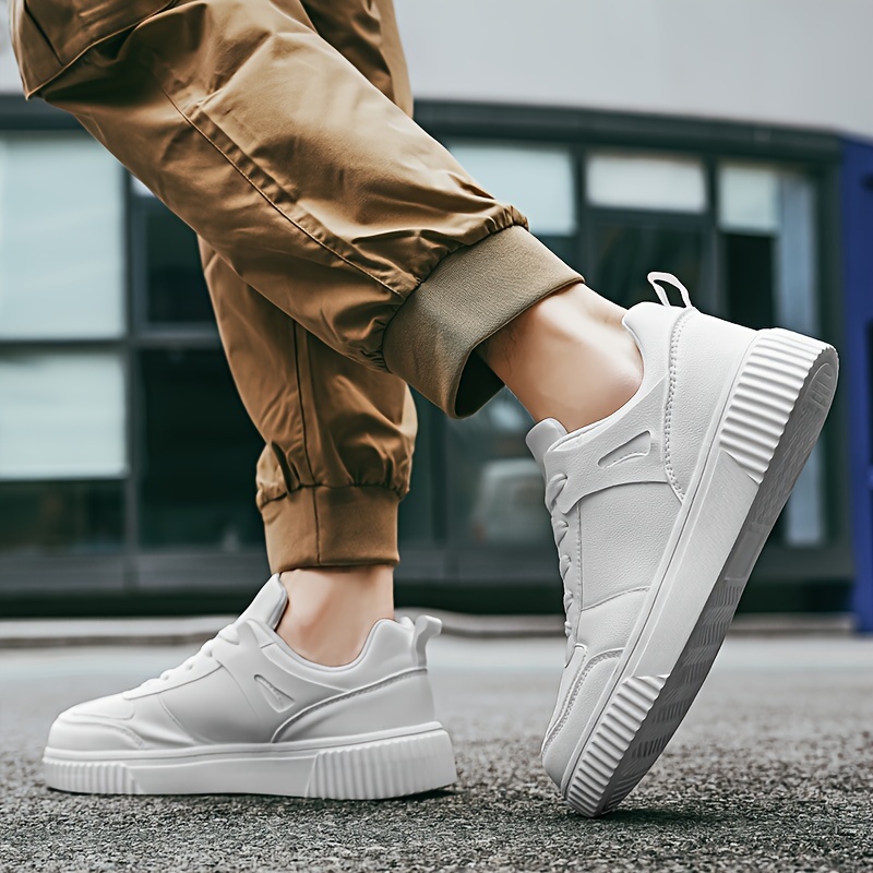 mens solid simple style skate shoes lace up comfy non slip stree style sneakers for all seasons outdoor workout activities details 7