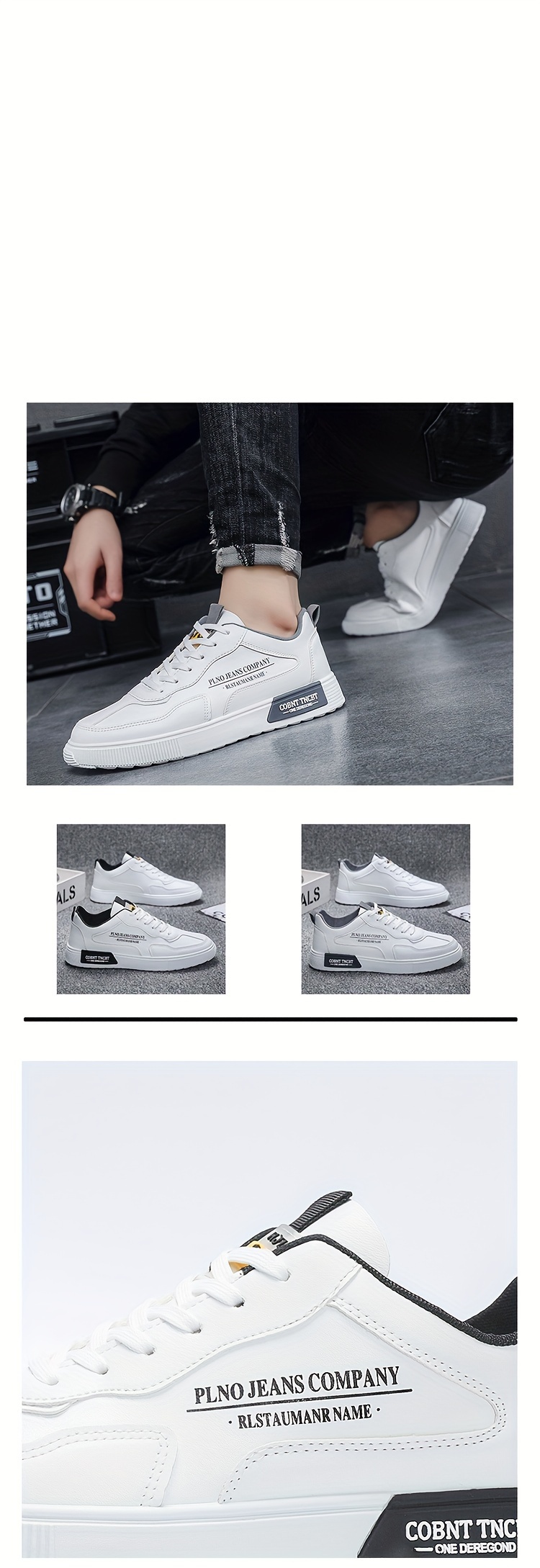 mens trendy solid skate shoes comfy non slip casual lace up sneakers for mens outdoor activities details 1