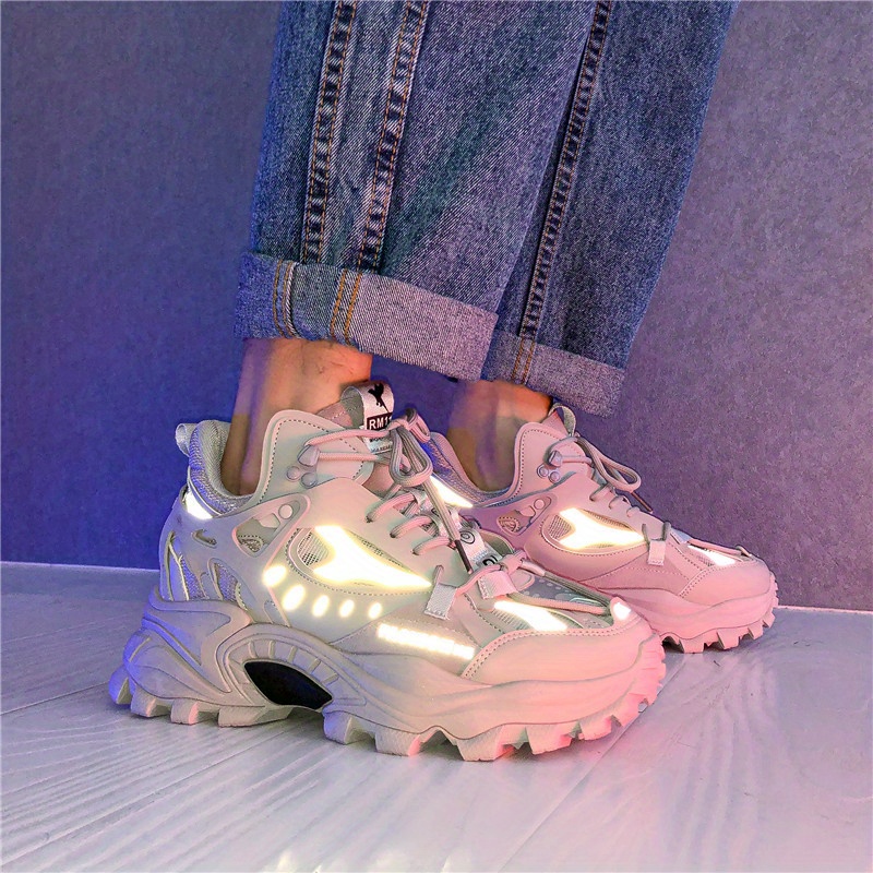 mens lace up chunky sneakers dad shoes athletic shoes shock absorbing and breathable details 45